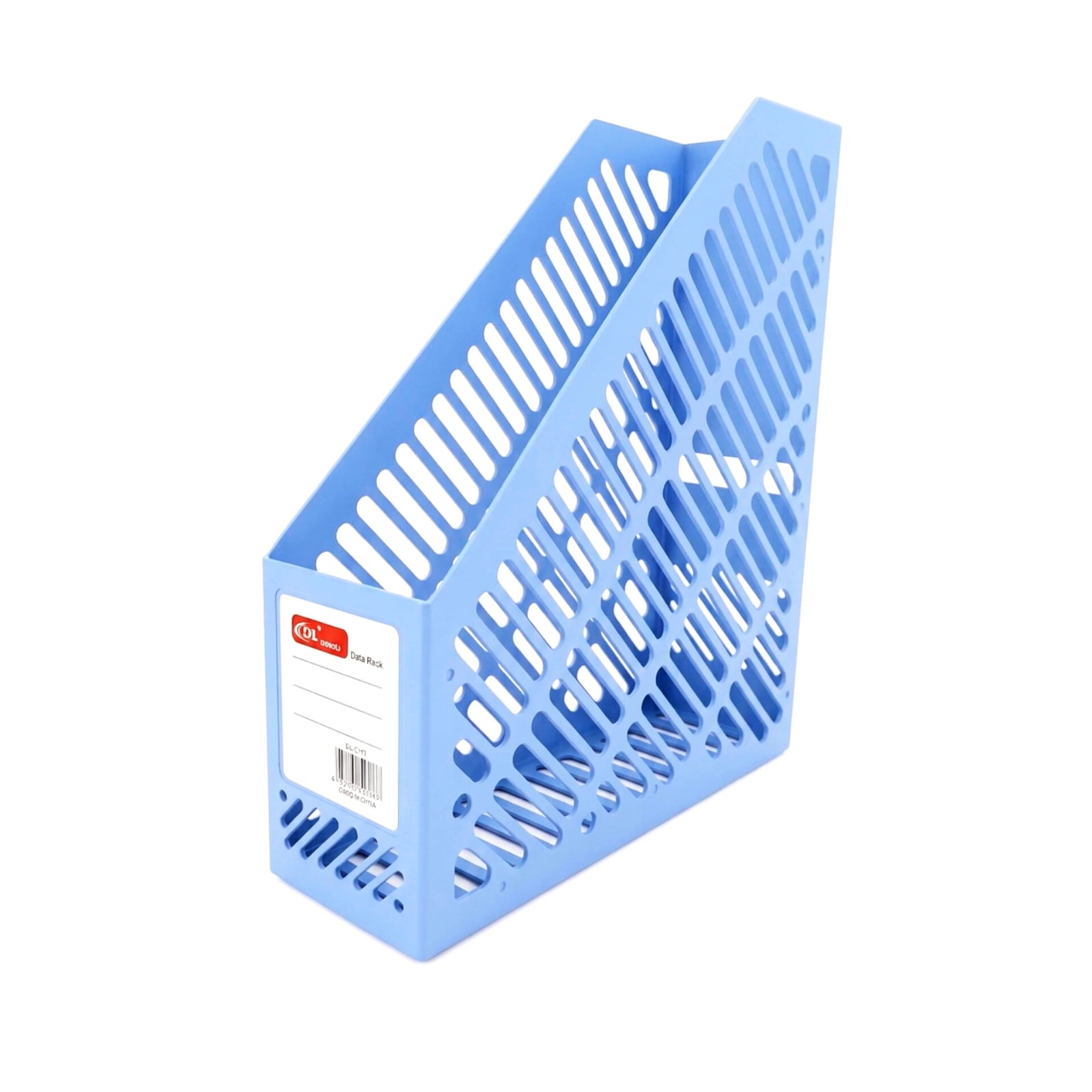 porte-revues-bureau-dl-bleu-data-rack Porte-revues en plastique bleu ciel marque DL pour organisation de bureau et dossiers