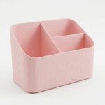 Organisateur de Bureau Design – 3 Compartiments de Rangement – Rose Pastel