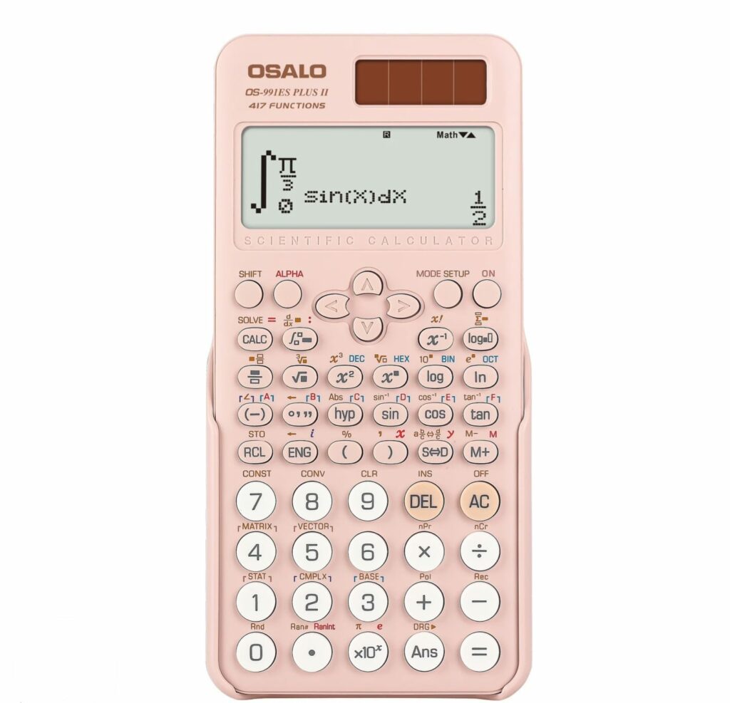 calculatrice scientifique rose de la marque OSALO, modèle OS-991ES PLUS II