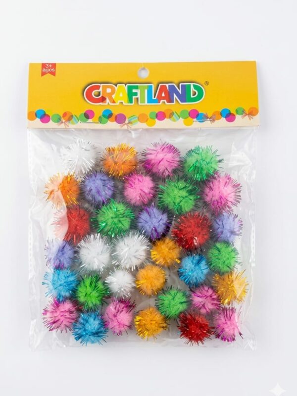 Sachet de Pompons Pailletés Multicolores Craftland - Accessoires loisirs créatifs Tunisie