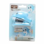 Mini agrafeuse ergonomique en forme de dauphin avec mécanisme en métal robuste et recharge de 400 agrafes standards 24/6.