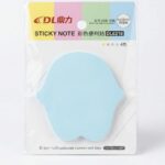 Notes autocollantes repositionnables de forme ergonomique, couleur bleu ciel, 80 feuilles par bloc.