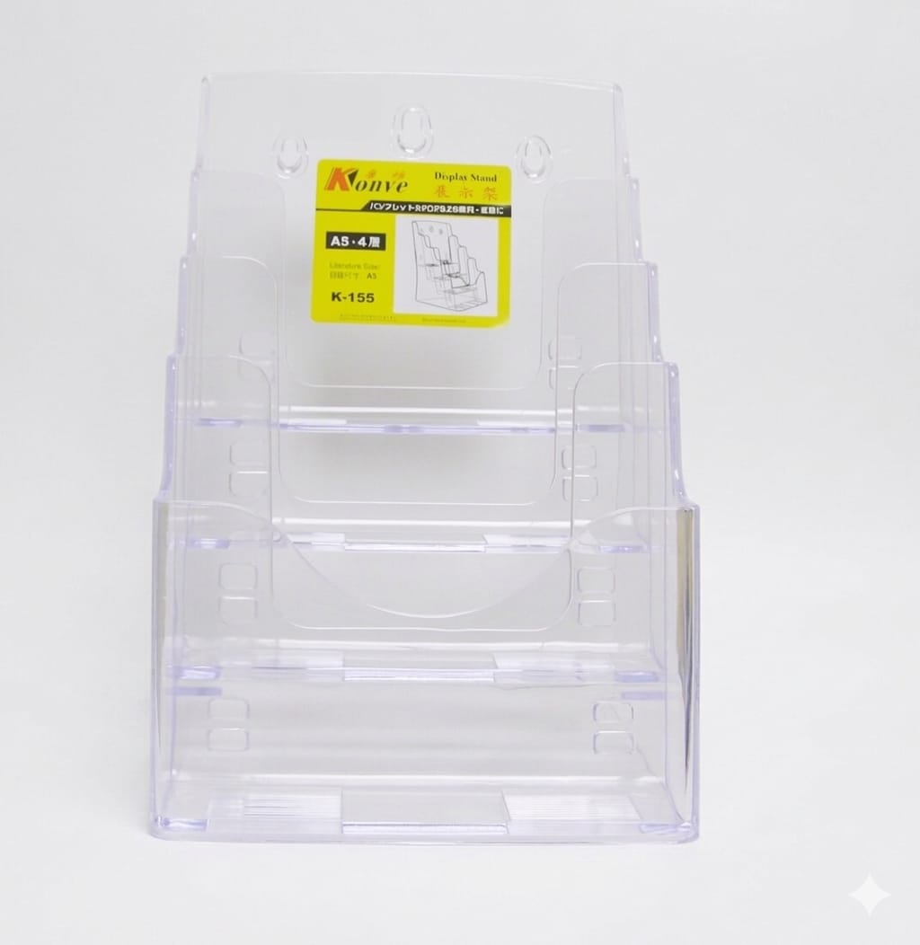 Présentoir de Comptoir Transparent à 4 Étages pour Brochures A5 Présentoir de prospectus transparent à 4 niveaux en cascade