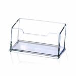 Porte-cartes de visite de luxe en plastique cristal transparent avec un design incurvé ergonomique, offrant une visibilité totale sur les cartes de visite.