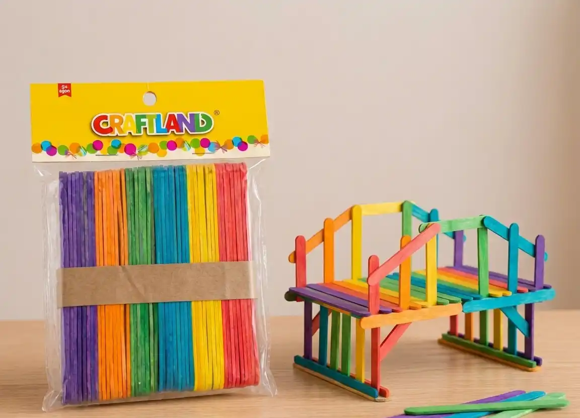 Bâtonnets en bois colorés petit modèle pour loisirs créatifs - Paperclip Sousse