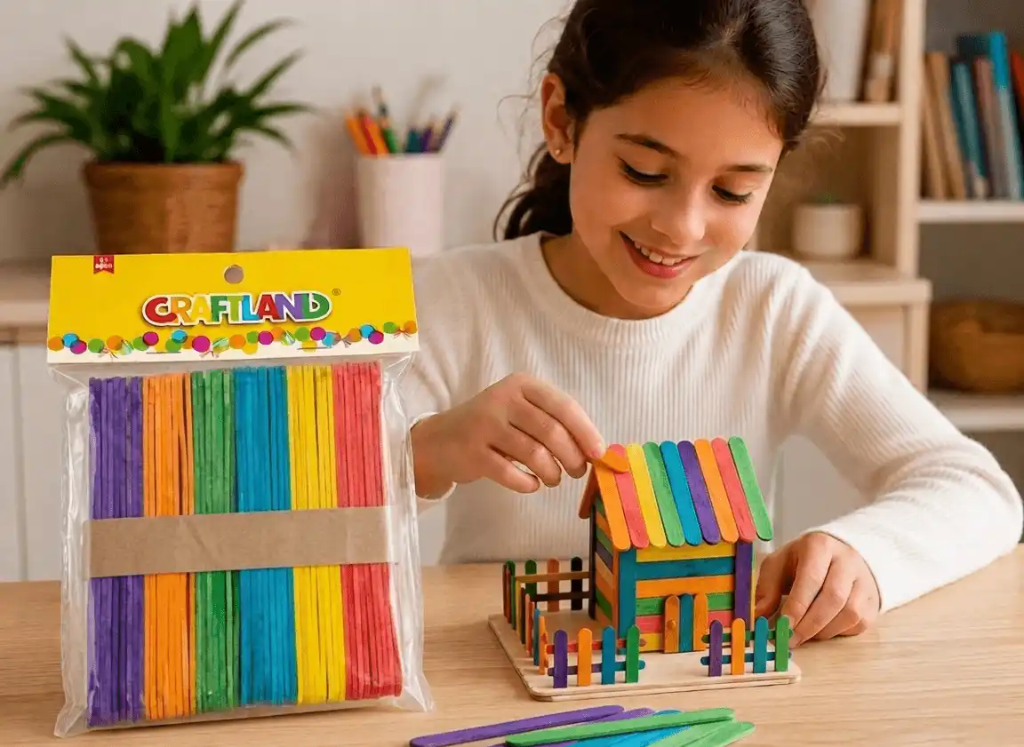 Création DIY avec les bâtonnets en bois colorés petit modèle