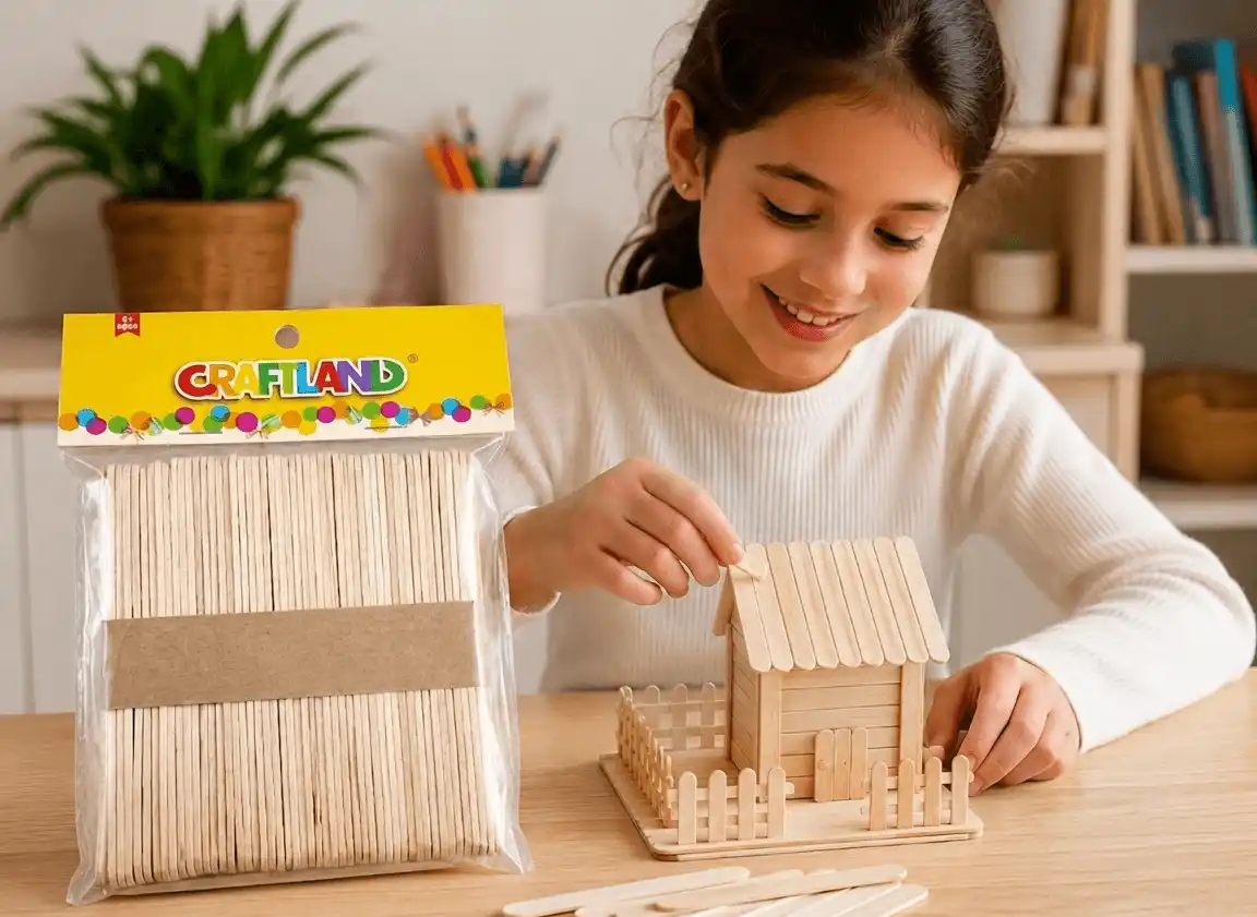 Détails construction avec bâtonnets en bois GM