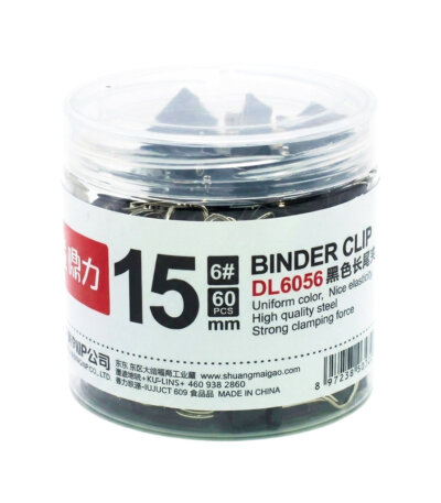 Pot de 60 pinces à dessin noires 15mm de la marque Ding Li modèle