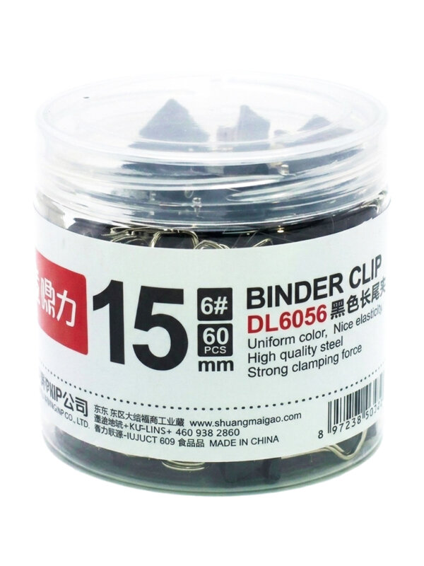 Pot de 60 pinces à dessin noires 15mm de la marque Ding Li modèle