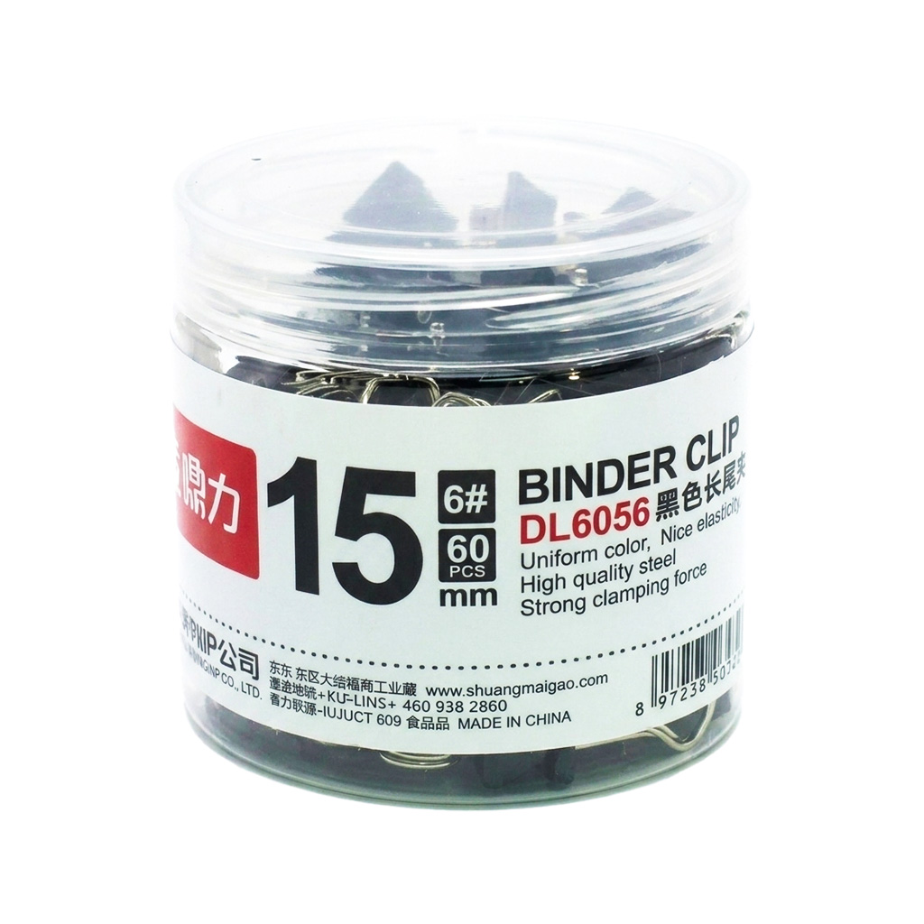 Pot de 60 pinces à dessin noires 15mm de la marque Ding Li modèle