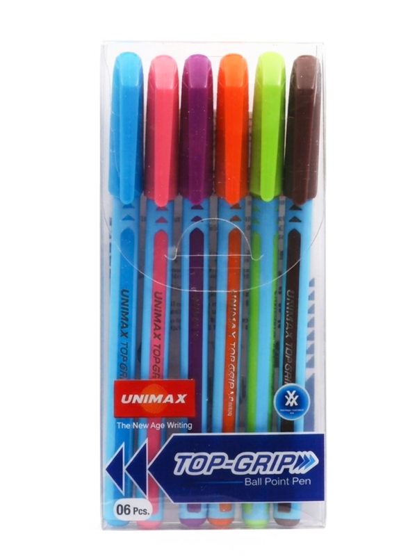 Pochette de 6 stylos 1.0 mm UNIMAX Top Grip stylos à bille écriture Tunisie