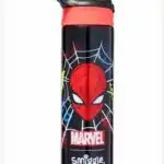 Gourde noire et rouge Marvel Spider-Man par la marque Smiggle, dotée d'un bouchon sport noir avec poignée.