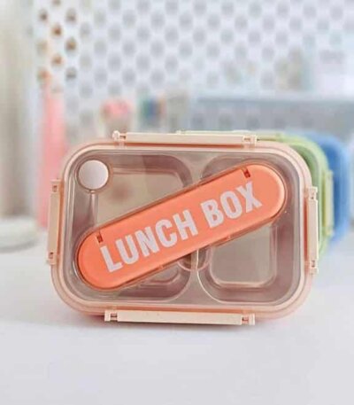 L'image présente un produit moderne et fonctionnel, idéal pour transporter des repas individuels de manière organisée et hygiénique.