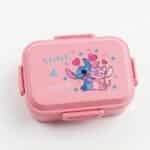 boîte à goûter ou lunch box rose à l'effigie de Stitch & Angel