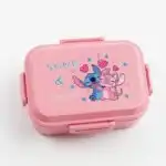 boîte à goûter ou lunch box rose à l'effigie de Stitch & Angel, les célèbres personnages de l'univers Disney Lilo & Stitch