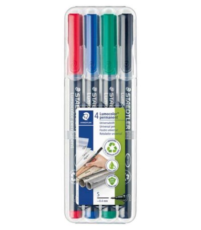 STAEDTLER LUMOCOLOR 313 - Pack de 4 marqueurs permanents - pointe super fine - couleurs assorties