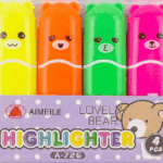 4 MINI HIGHLIGHTER FLUO LOVELY BEAR A-726