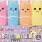 4 MINI HIGHLIGHTERS PASTEL LOVELY BEAR A-726