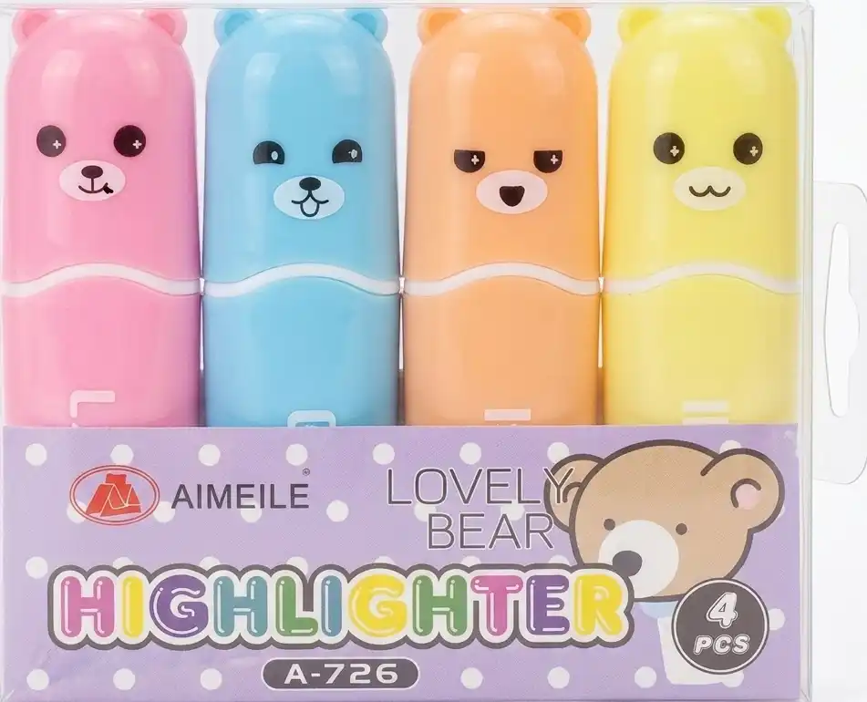 4 Mini Highlighter Pastel Lovely Bear A-726
