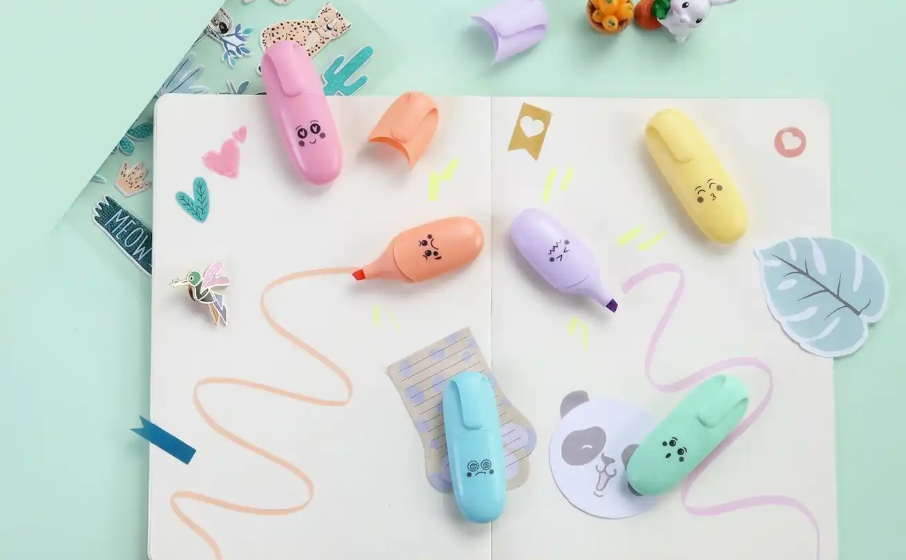 Pochette de 6 Mini Surligneurs Pastel MiHoLu Smile