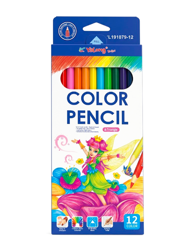 Boîte de 12 crayons de couleur triangulaires YALONG pour dessin artistique