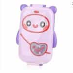 Une boîte à lunch (lunch box) pour enfant en forme de personnage de dessin animé (panda ou ours stylisé) de couleur lilas/violet clair. L'objet présente un visage mignon avec de grands yeux