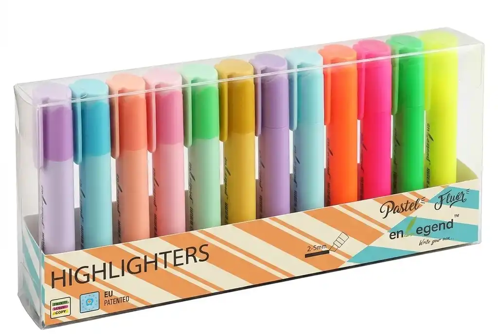 Pack 12 Surligneurs Enlegend Pastel et Fluor