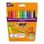 Feutres de Coloriage de 12 BIC Kids Lavables à Pointe Moyenne