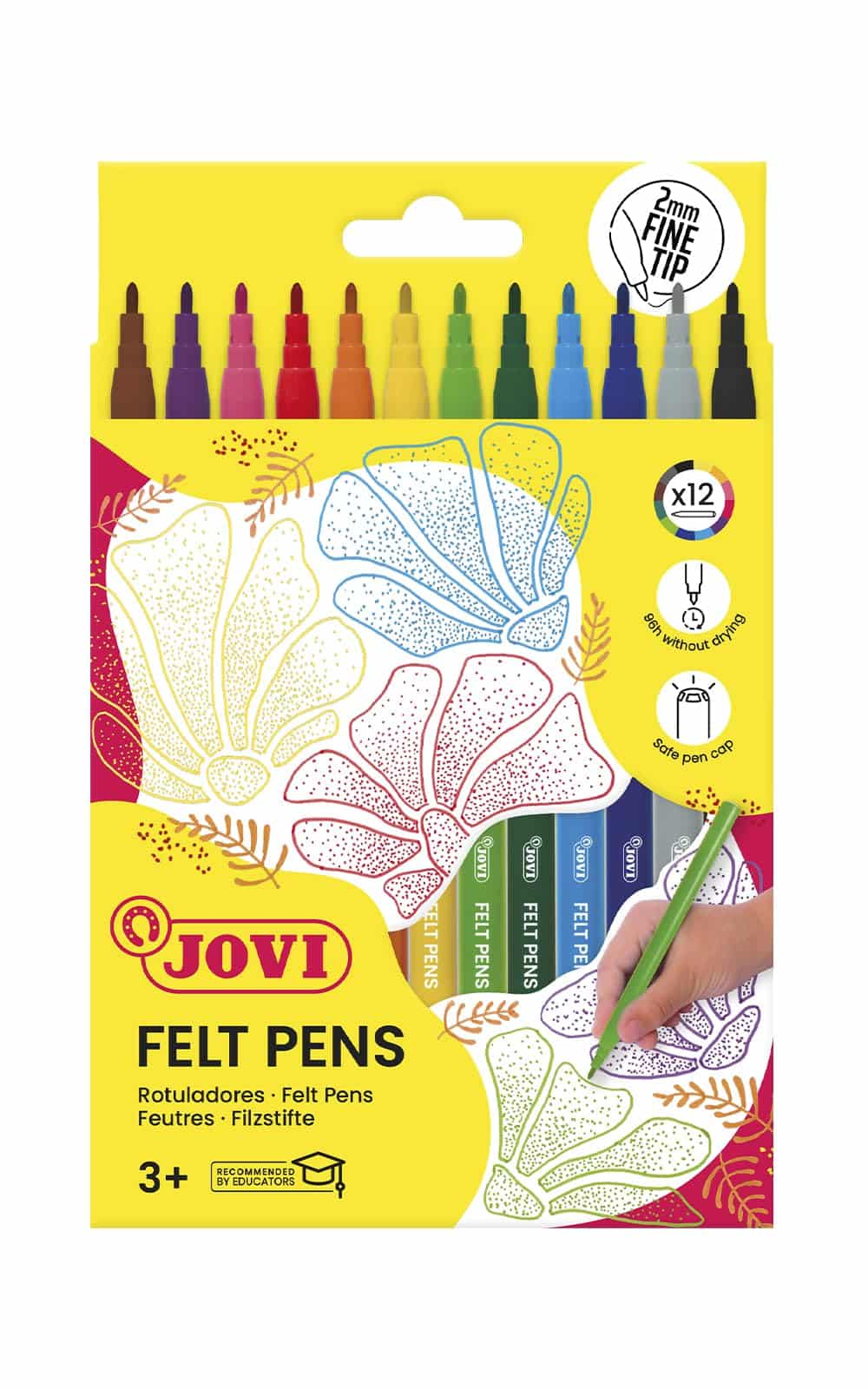 Jovi_FELT_PEN_12 Pochette De 12 Feutres Jovi FELT PEN pointe fine 2 mm – Image 1