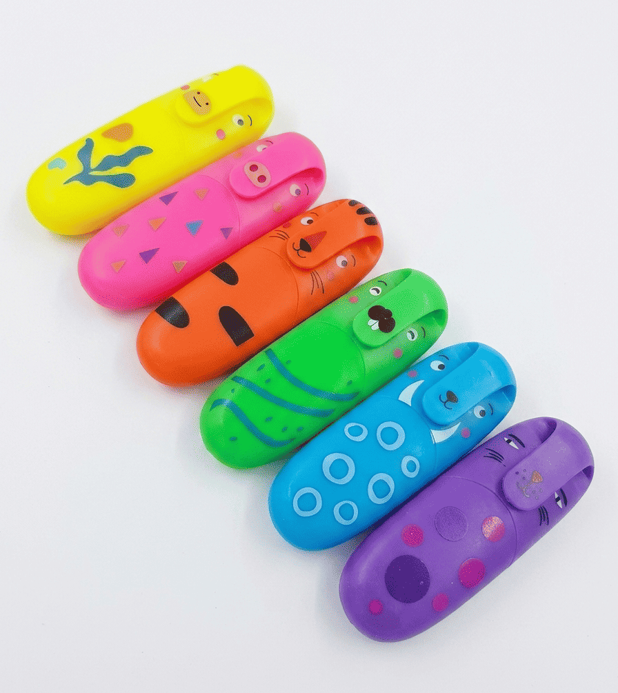 Boîte de 6 Mini Surligneurs Fluo Enlegend Animaux Mignons