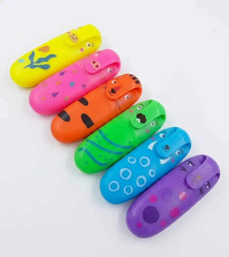 Boîte de 6 Mini Surligneurs Fluo Enlegend Animaux Mignons