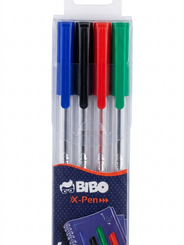 Pack de 4 Stylos à bille BIBO X-Pen 1.0mm de couleurs assorties Tunisie
