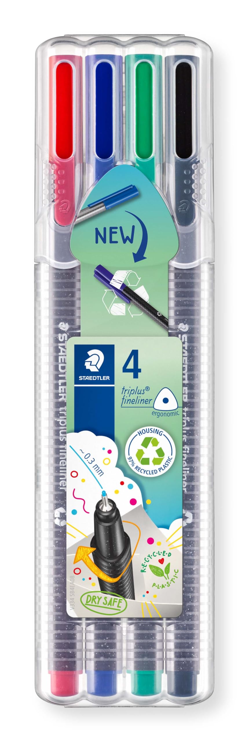 Pack_de_4_Stylos_à_Bille_STAEDTLER_Triplus_FINELINER Pack de 4 Stylos Feutre STAEDTLER Triplus Fineliner 0,3 mm – Image 1
