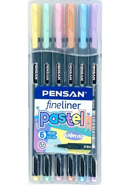 Pack_de_6_Stylos_à_Bille_Pensan_Fineliner_Pastel_0,4_mm Pack de 6 Stylos Feutre Pensan Fineliner Pastel 0,4 mm – Image 1