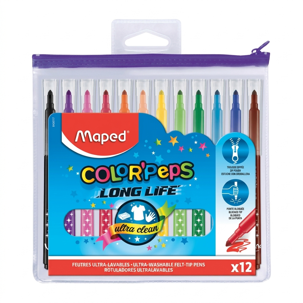 Pochette_de_12_Feutres_Maped_COLOR_PEPS_Long_Life Pochette de 12 Feutres Maped COLOR 'PEPS Long Life – Image 1