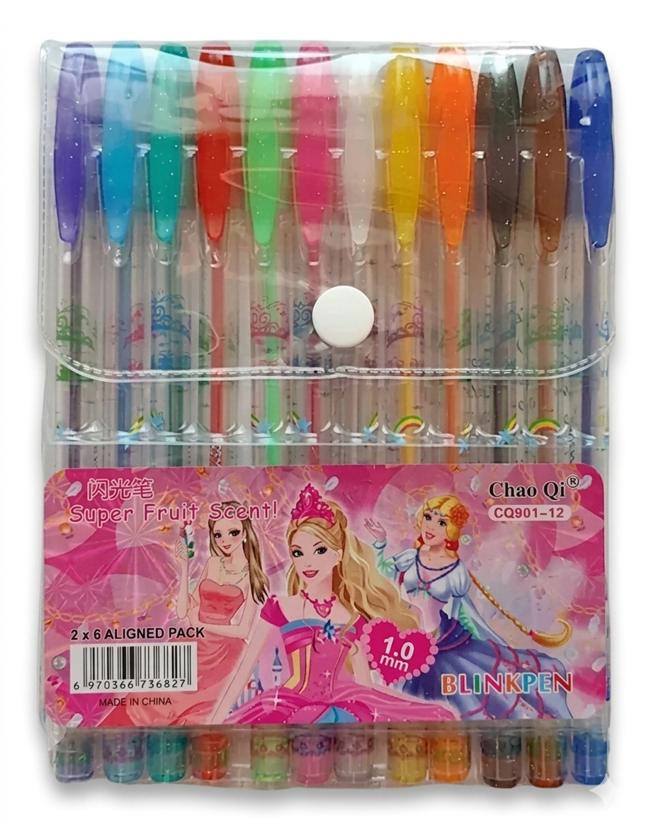 Pochette_de_12_Stylos_Gel_Princess_Pointe_1,0_mm Pochette de 12 Stylos Gel Princess Pointe 1,0 mm – Image 1