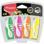 Pochette de 4 surligneurs MAPED Fluo'Peps Pocket