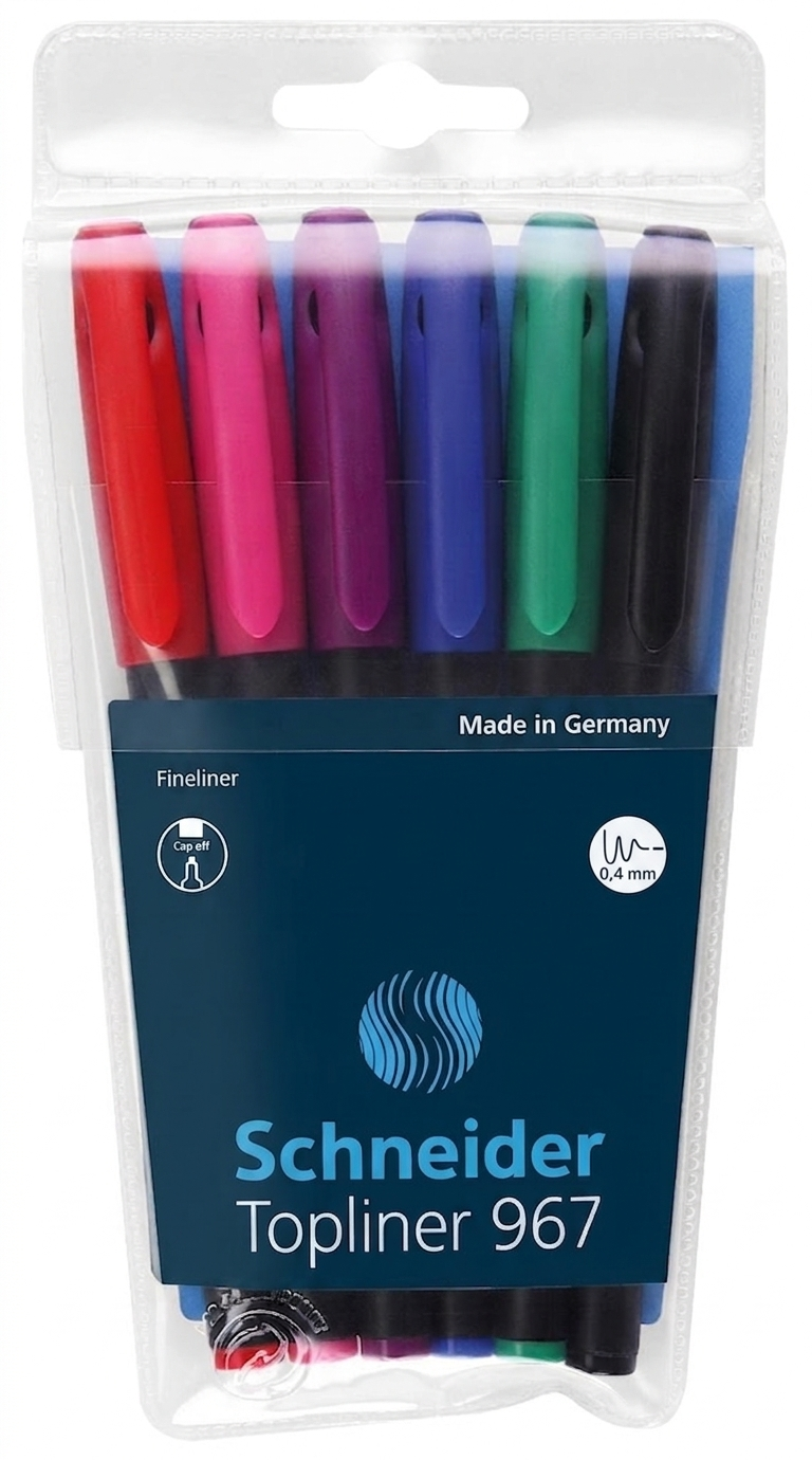 Pochette_de_6_Stylos_à_pointe_fine_Topliner_SCHNEIDER Pochette de 6 Stylos à pointe fine Topliner SCHNEIDER – Image 1