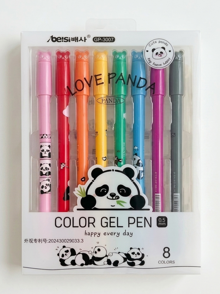 Pochette_de_8_Stylos_Gel_LOVE_PANDA_0,5_mm Pochette de 8 Stylos Gel LOVE PANDA 0,5 mm – Image 1