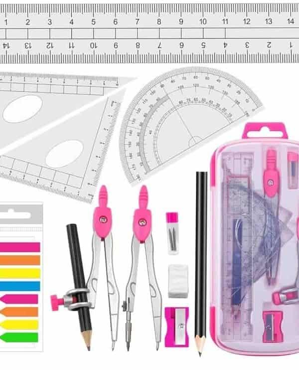 Boite de geometrie Maped 10 pcs rose coffret de tracage mathematique Tunisie