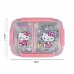 Boîte à repas pour enfant Hello Kitty rose et transparente à compartiments