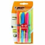 Pochette de 4 surligneurs BIC Liner Grip + 2 gratuits