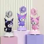 Trois ventilateurs de bureau en forme de figurine Kuromi déclinés en noir