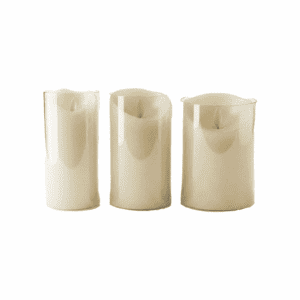 Bougies LED à flamme oscillante dans cylindres en verre transparent