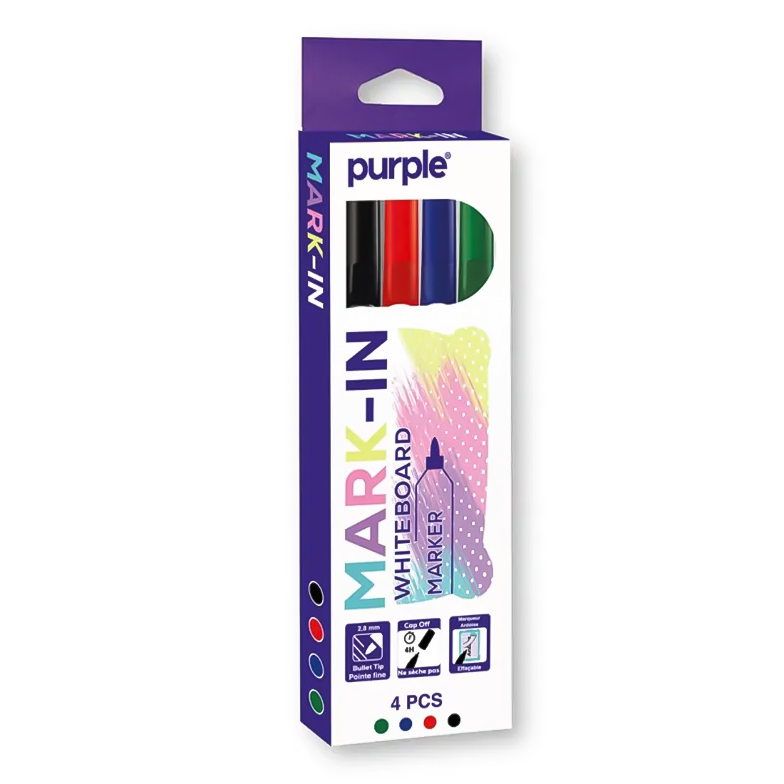 feutre purple POCHETTE DE 4 MARQUEUR ARDOISE MARK-IN PURPLE – Image 1