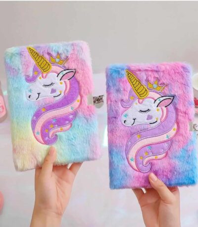 Journal Intime Licorne en Peluche Tie-Dye avec Cadenas - Carnet secret haut de gamme