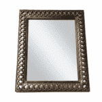 Miroir Mural Rectangulaire avec Cadre Tressé en Bronze Antique