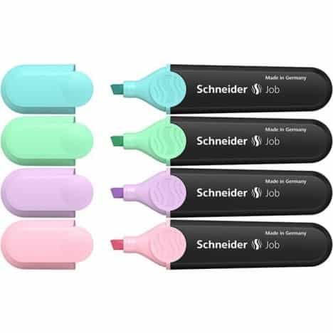 Pochette de 4 Surligneurs Schneider Job Pastel