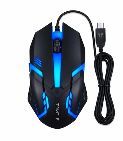 Souris Gaming RGB T-WOLF avec rétroéclairage LED multicolore.