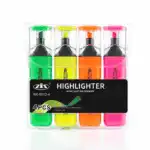 Pochette de 4 Surligneurs Fluorescents SKD, Couleurs Assorties, Pointe Biseautée pour École et Bureau (BX-8012-4)